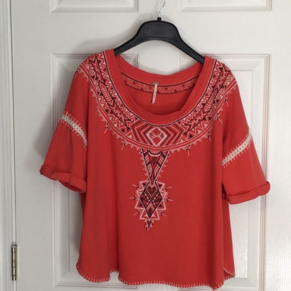 Free People coral knit top